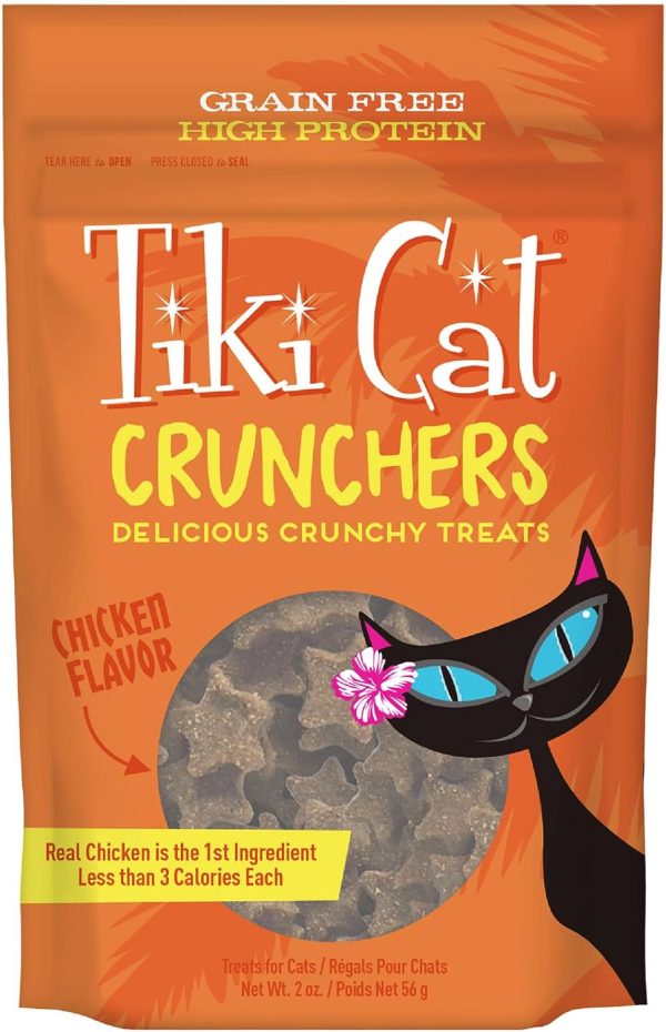 Tiki Cat - Crunchers Dry Cat Treats, Chicken Flavor, Low-Calorie Grain-Free Crunchy Snack, For Adult Cats, 2 oz. Pouch Cheap