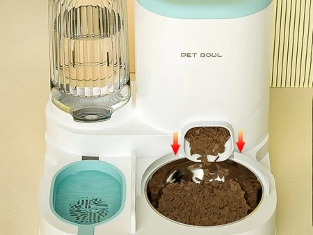 Stainless Steel Automatic Feeder 2 In 1 Dog & Cat Food Container  Water Fountain Discount