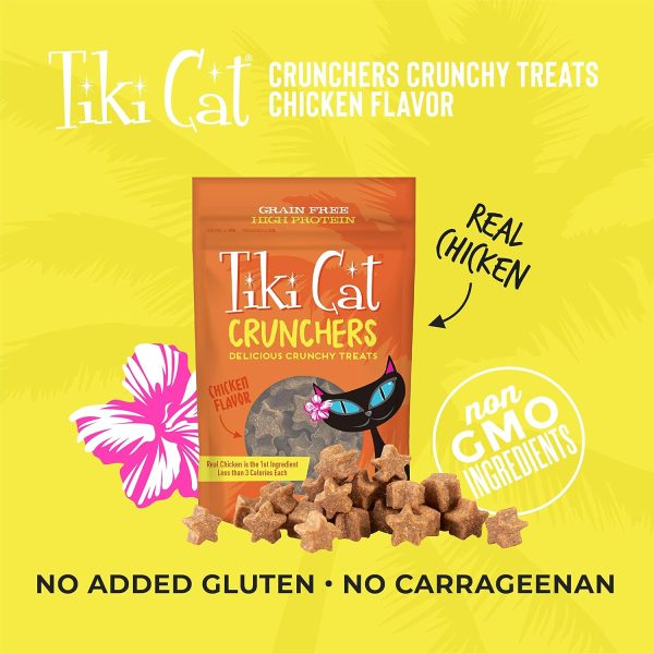 Tiki Cat - Crunchers Dry Cat Treats, Chicken Flavor, Low-Calorie Grain-Free Crunchy Snack, For Adult Cats, 2 oz. Pouch Cheap