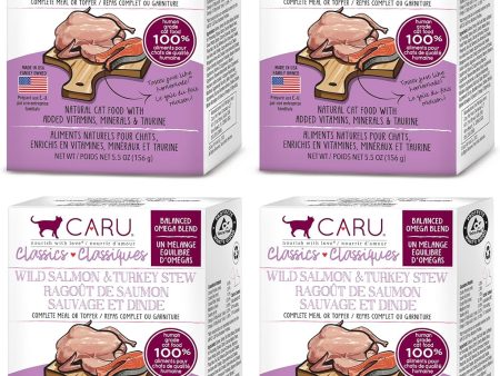 Caru Cat Wet Food Classics Wild Salmon&Turkey Stew Healthy Functional Topper Balanced Omega Blends(5.5 oz Cartons) Sale