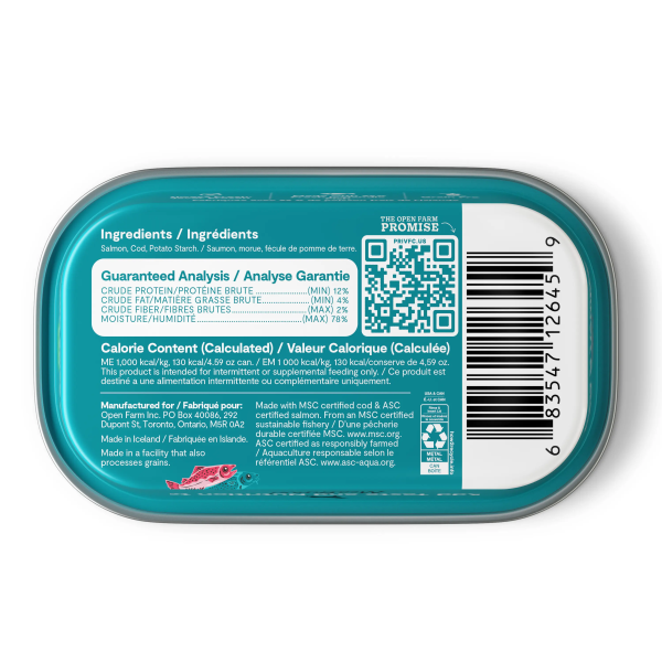 Open Farm Canned Topper Salmon & Cod 4.59oz Supply