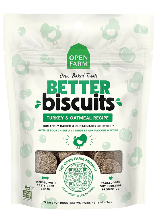 Open Farm Better Biscuits Turkey & Oatmeal Recipe 8oz on Sale