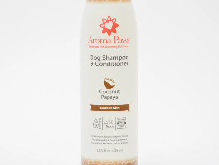 Aroma Paws Sensitive Skin Coconut & Papaya Dog Shampoo 13.5oz Hot on Sale