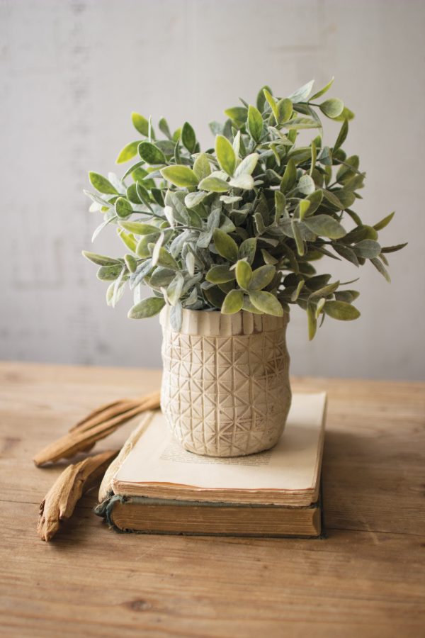 Artificial Sage With Criss Cross White Pot Discount