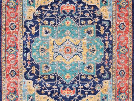 Oushak Collection Hand-Knotted Wool Navy Area Rug- 8  1  X 10  2  Online Sale