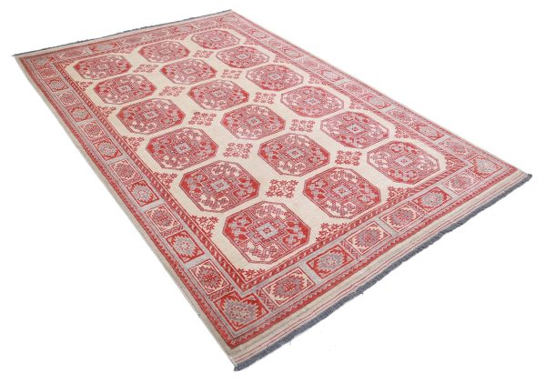 Ivory Akcha Revival Hand Knotted Rug Hot on Sale