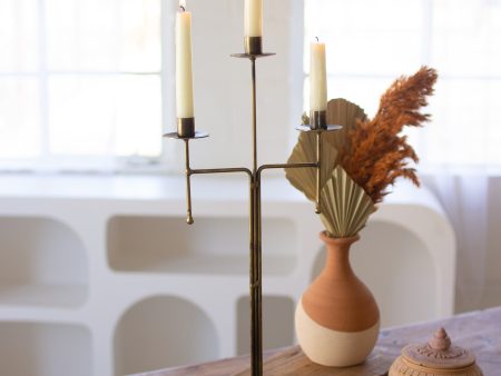 Antique Brass Tabletop Candelabra W 3 Taper Candle Holders Online Hot Sale