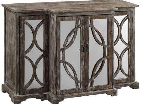 4 Door Rustic Wood And Mirror Sideboard Discount