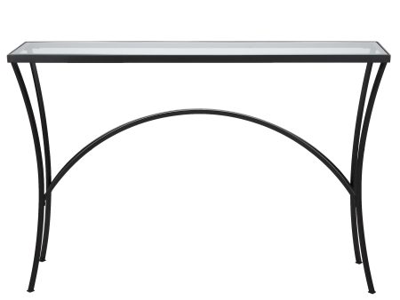 Alayna Black Metal & Glass Console Table Discount