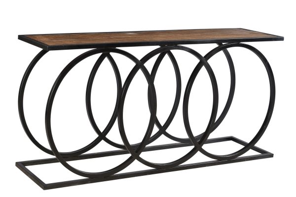 3 Circles Metal And Wood Console Cheap