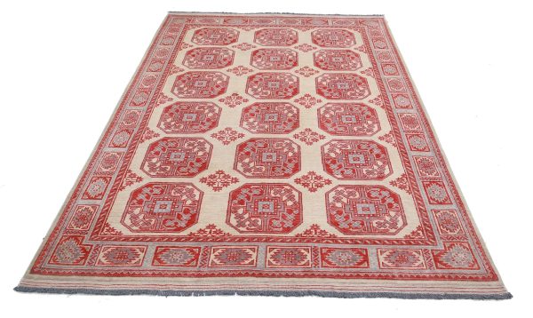 Ivory Akcha Revival Hand Knotted Rug Hot on Sale