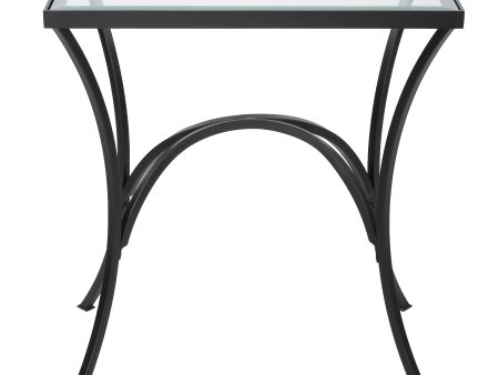 Alayna Black Metal & Glass End Table Discount