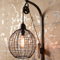 Wire Sphere Wall Sconce With Pulley Hot on Sale