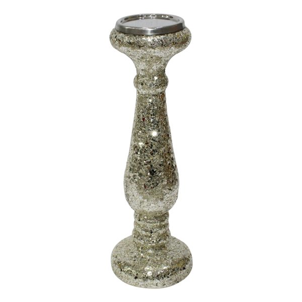 15  Silver Crackled Candle Holder Sale