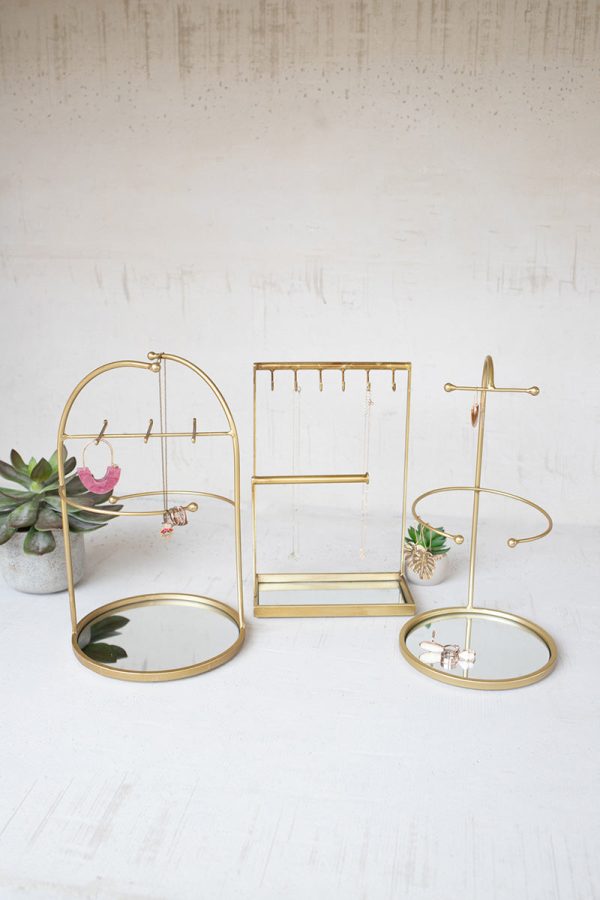 Set Of Three Tabletop Jewelry Stand With Mirror Bases For Cheap