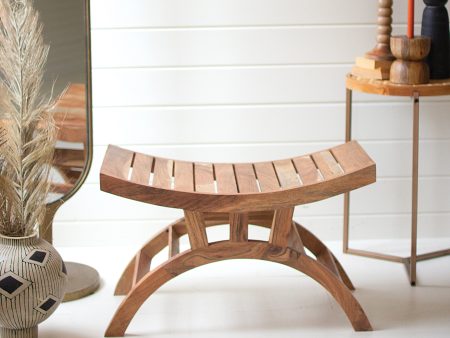 Acacia Wood Curved  Top Bench on Sale