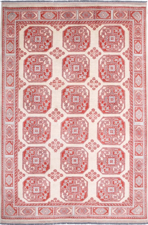 Ivory Akcha Revival Hand Knotted Rug Hot on Sale