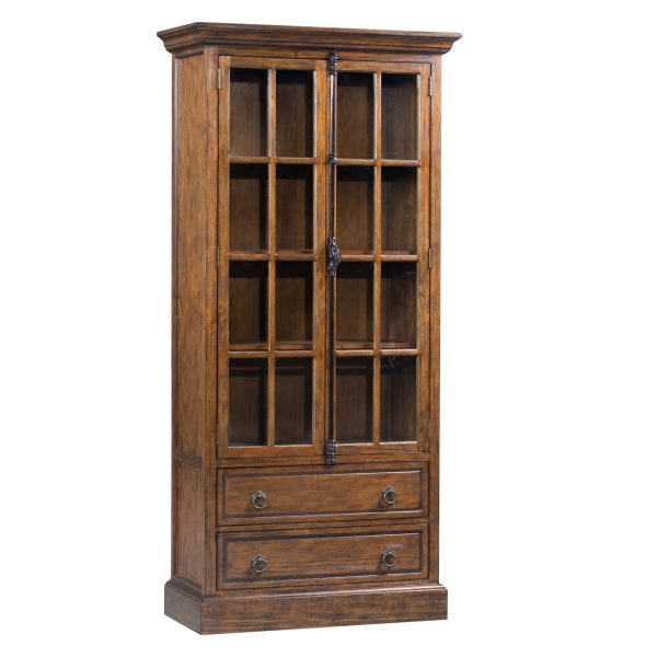 2 Drawer 2 Glass Door Curio Cabinet on Sale