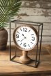 Metal Framed Tabletop Wooden Clock Supply