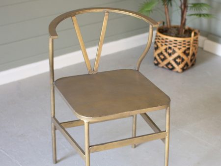 Antique Brass Finish Metal Wishbone Chair Fashion